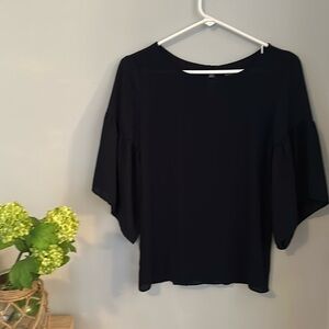 Loft petite XXS navy blue flutter sleeve top flowy office wear shirt blouse